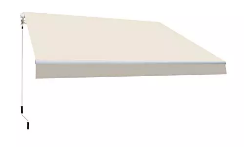 Toldo Retráctil Exterior Poliéster – Lona Protección Solar UV - Estructura de Aluminio – Inclinación Regulable – Manivela Incluida – Manual Enrollable Terraza Jardín (Crudo, 400x250cm)