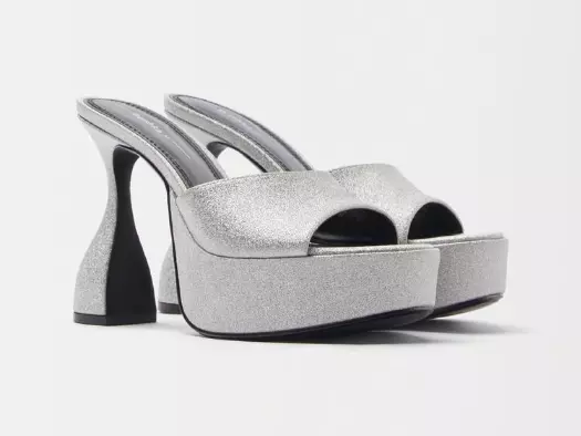 Glitter platform heel sandal