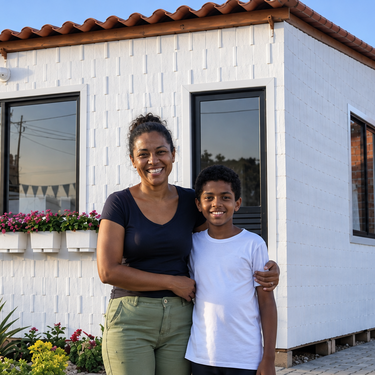 Rejane, de 45 años y 9 hijos, vive en una casa construida con dos toneladas de plástico hecha en 15 horas