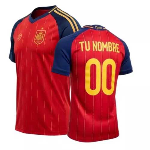 RFEF Camiseta SELECCION ESPAÑOLA - EUROCOPA 2024- Replica Oficial - Adulto (FR/ES, Letras, XL, Regular, Regular, Rojo)