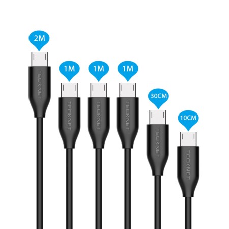 Pack de 6 cables MicroUSB TeckNet por 9,99 euros