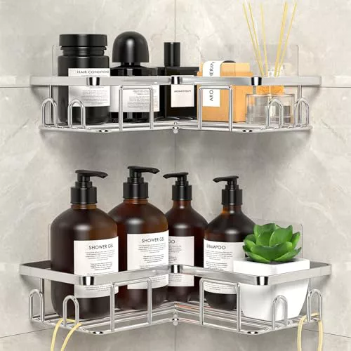 UUlioyer Estanteria Baño de Acero Inoxidable, Rinconera Ducha, 2 Piezas