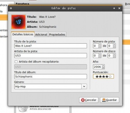 Escribir metadatos - Banshee