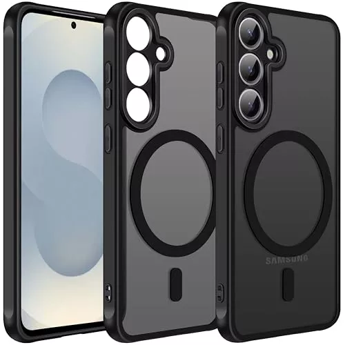 ivoler Funda Magnética para Samsung Galaxy S25 5G, Compatible con MagSafe, [Protección Lente Cámara] Carcasa Protectora Antigolpes Translúcida Mate Trasera Fina Silicona Anti-Choques Case