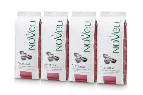 NOVELL - Café en Grano Natural 100% Arábico 1kg | 4 Bolsas de 250g | Tostado Medio | Café Arábico Sostenible