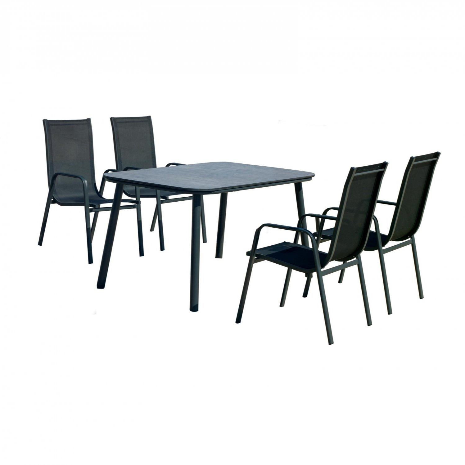  Conjunto de Jardín de de Mesa + 4 sillas de Aluminio, HPL Mundra 