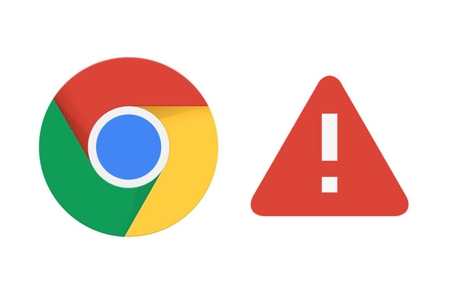 Advertencia junto a Google Chrome