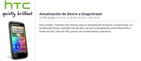 HTC dice que Gingerbread estará listo para Desire a finales de mes