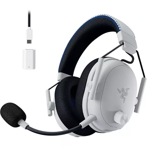 Razer BlackShark V3 Pro for PlayStation - Auriculares inalámbricos para Esports con cancelación Activa de Ruido ANC - Controladores de 50mm - HyperSpeed 2,4GHz - Spatial THX - PS5/PC | Blanco
