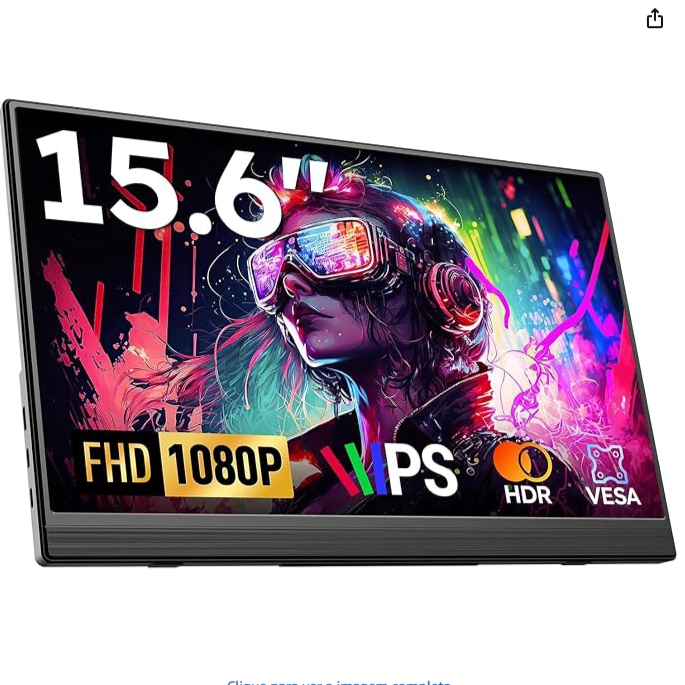 Bettdow Monitor Portatil 15,6'', FHD 1080P Monitor Portátil Conectado Com USB C Dupla/HDMI, IPS Extensor De Tela para Notebook com VESA e Suporte giratório de 90°, Plug and Play
