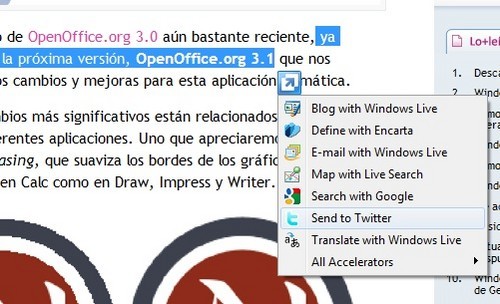 Acelerador IE8 para Twitter