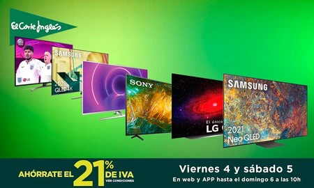 13 smart TVs que te salen mucho más baratas en las ofertas de los Días sin IVA de El Corte Inglés: estas LG, Sony, Samsung, o Philips llevan descuentos de hasta un 48%