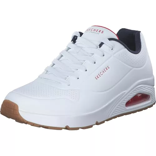 Skechers Uno Stand On Air, Zapatillas Hombre, White Durabuck Navy Red Trim, 40 EU