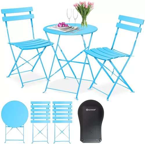 KESSER® Juego de Muebles de Jardín de 3 Piezas con 2 Sillas Plegables