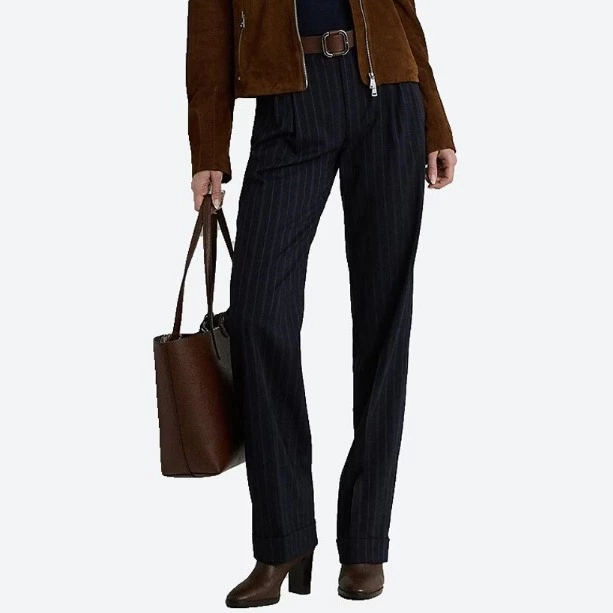 Lauren Ralph Lauren Pantalones anchos de mujer de tiro alto de rayas