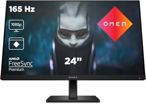 HP OMEN 24 – Monitor Gaming de 24" FHD (1920 x 1080 a 165 Hz, IPS, 16:9, 1ms, HDMI, Antirreflejo, DisplayPort, AMD FreeSync Premium, Compatible con Consolas) Negro