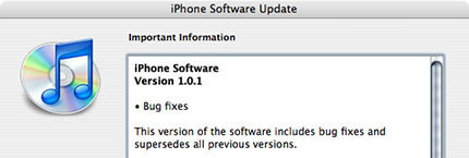 Actualización de software: iPhone 1.0.1