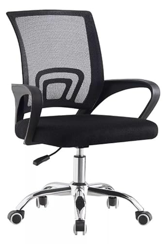 Silla de Oficina Negra con Malla Transpirable y Base Metalica, Diseño Ergonomico para Mayor Comodidad y Durabilidad