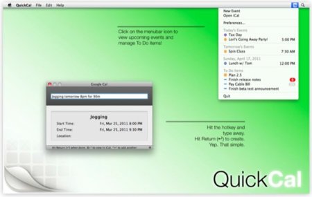 QuickCal, crea eventos en iCal de forma más rápida