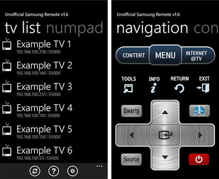 Unofficial Samsung Remote, controla tu Smart TV desde Windows Phone