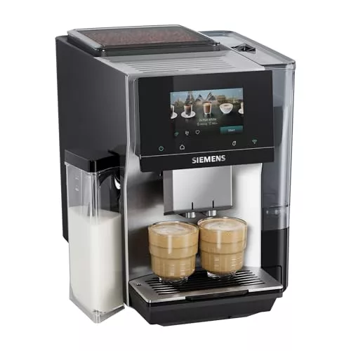 SIEMENS, Cafetera Superautomática, EQ700 iAroma, pantalla táctil, depósito de leche integrado, calentador de tazas, Cold Brew y Slow Brew, app Home Connect, acero inoxidable negro, TQ727E03
