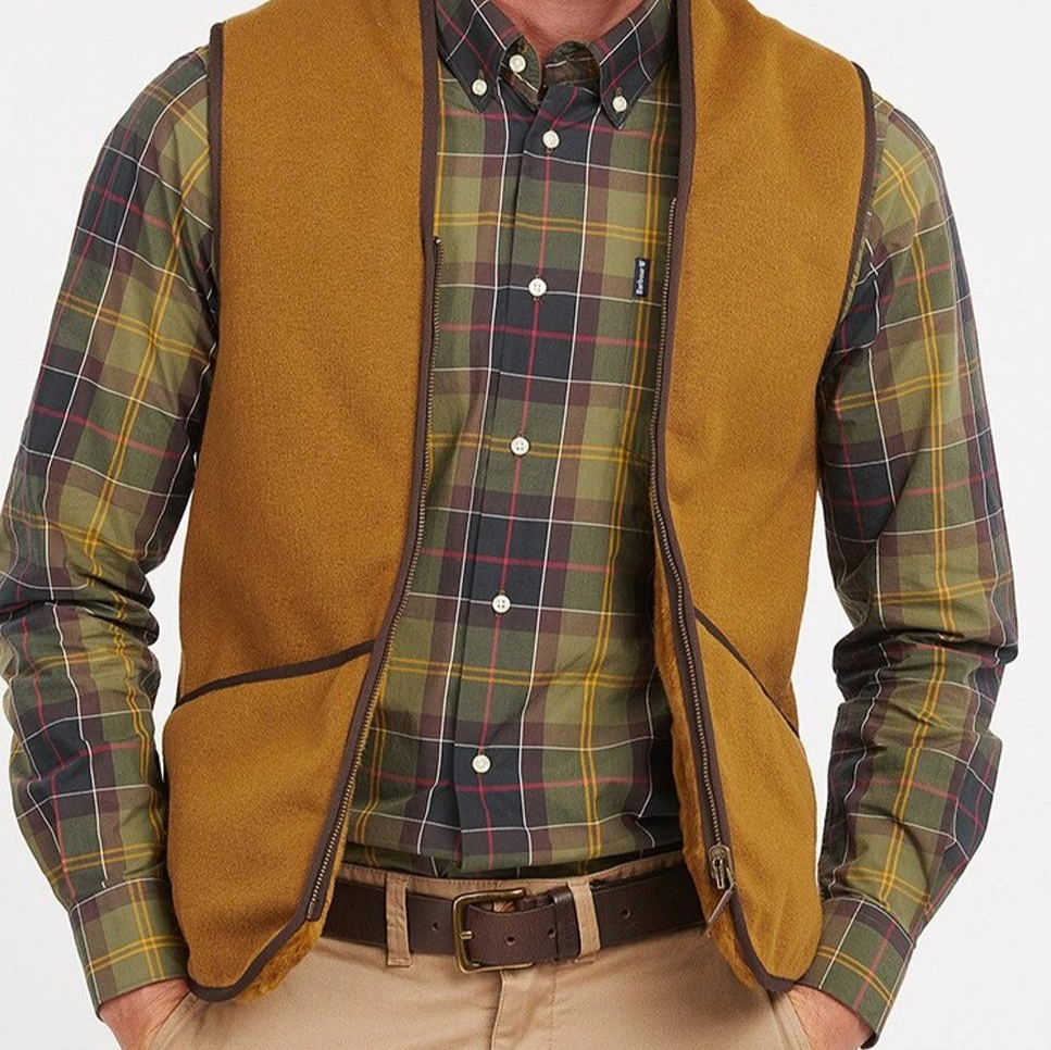Chaleco de hombre Barbour con cremallera en marrón
