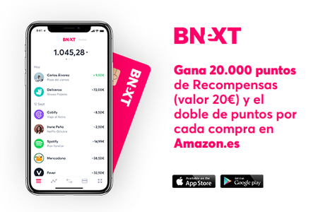 Promoción Bnext para Compradicción: 20 euros al pedir la tarjeta y doble recompensa al hacer compras en Amazon hasta el 31 de mayo