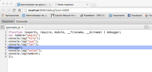 Debugging Node.js con Node Inspector