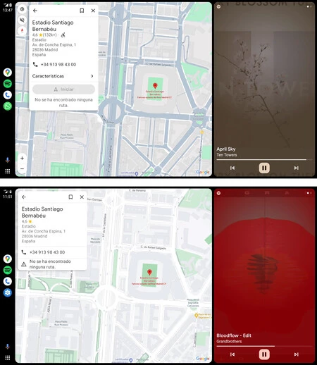 新しい Google マップの色 (上) と以前の色 (下)