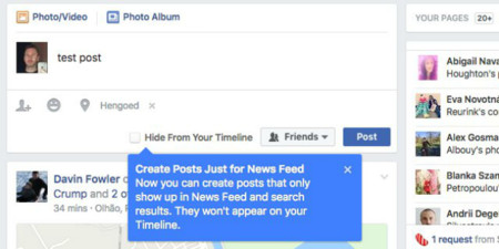 Facebook empieza a experimentar con publicaciones que no aparezcan en nuestro timeline