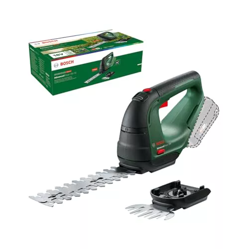 Bosch cortacésped/Cortasetos a batería AdvancedShear 18V-10 (sin batería, Sistema de 18V, cortan hasta 85 m² por Ciclo de batería, con Cuchillas cortacésped y Cortasetos, en Caja)