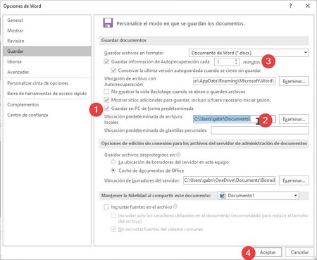 Word Configuracion Guardado Automatico