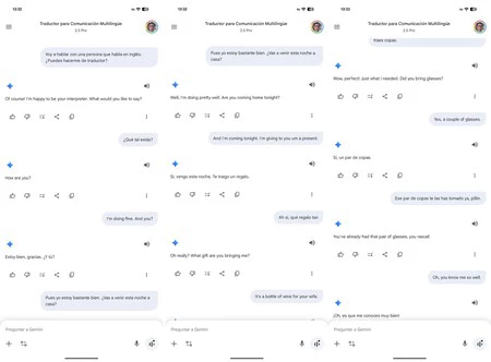 Gemini haciendo de traductor en tiempo real (resultado de la transcripción)