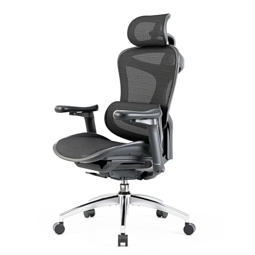 SIHOO Doro C300 Ergonomic Office Chair with 3D Ultra Soft Armrests, Dynamic Lumbar Support for Home Office Chair, Adjustable Backrest for Desk Chair (Black)