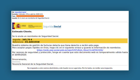 La Seguridad Social no quiere reembolsarte 345 euros vía mail: es todo una nueva estafa con phishing