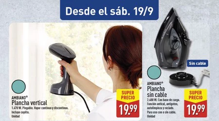 Plancha Sin Cable Ambiano Folleto Aldi