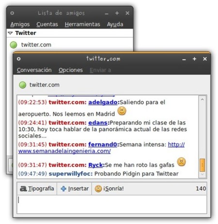 Microblog-Purple: Twitter integrado en Pidgin