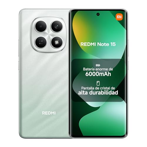 XIAOMI REDMI Note 15 - Smartphone de 6+128GB, Pantalla AMOLED FHD+ de 6,77", MediaTek Helio G100-Ultra, cámara de 108MP, batería de 6000 mAh, Cargador no Incluido, Verde (Versión ES)