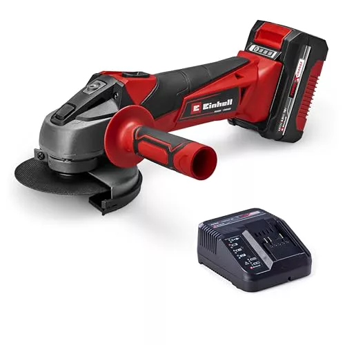 Einhell Amoladora angular con batería TC-AG 18/115 Li Power X-Change (18 V, 115 mm de diámetro de disco, incl. 1 batería de 4,0 Ah y cargador)