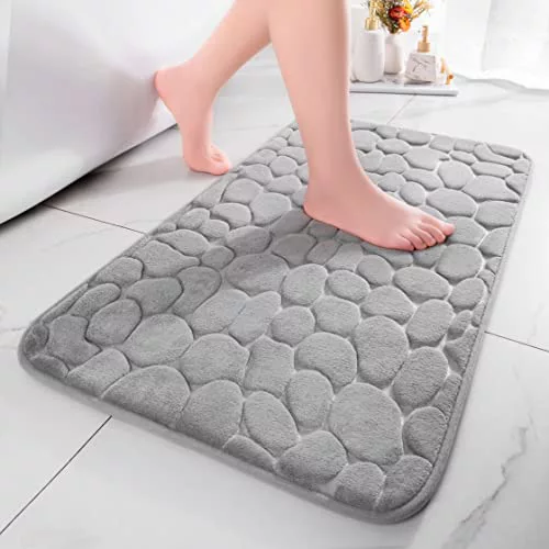 chakme Alfombrilla de baño, Espuma viscoelástica, Alfombra de baño, Absorbente, Alfombrilla de baño, Alfombrilla de baño, Alfombra de Ducha 43 x 61 cm, Gris Claro