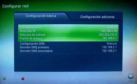 Configuración de red de Xbox 360 para compartir conexión