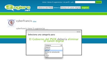 Sugiere.net, portal de sugerencias español
