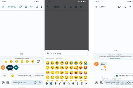 Reacciones Mensajes Google