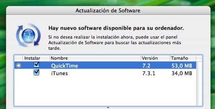 Actualizaciones de iTunes 7.3.1 y Quicktime 7.2 (ahora a pantalla completa)