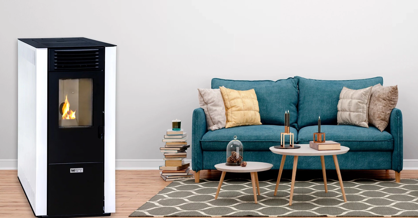 Estufa de pellet Magna de 12kW blanco