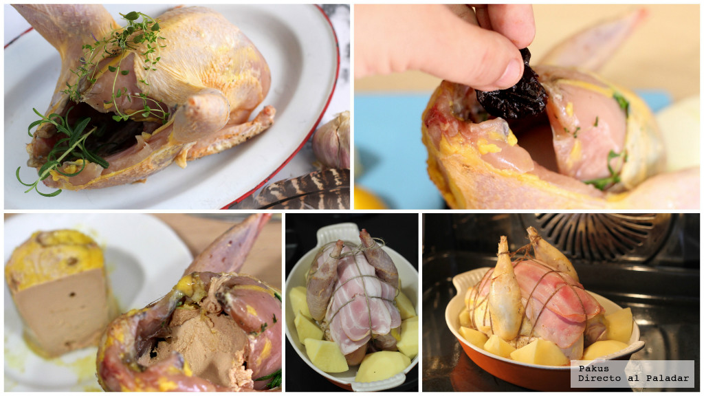Receta de faisán relleno de manzana y foie