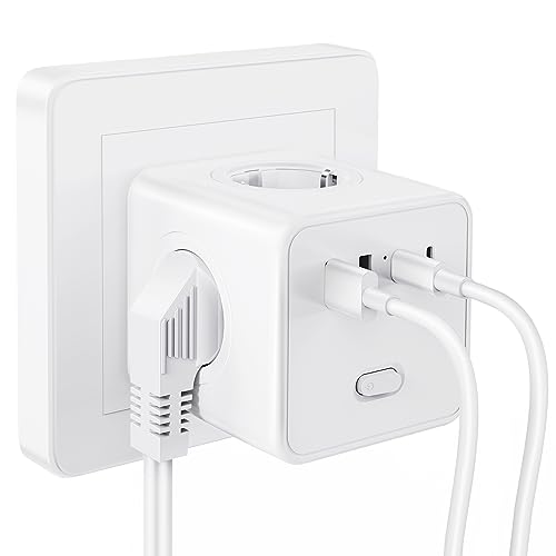 aaczly Cubo Enchufe USB 8 en 1 Power Cube con 4 Tomas de AC