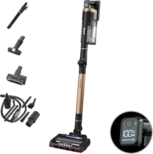 Shark Stratos Aspiradora sin Cable - Hasta 60 Minutos de Autonomía con Clean Sense IQ y Anti Hair Wrap - Incluye Kit de Limpieza para Coche - Cobre, IZ400EUTBK