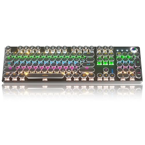 LONGLIV K820 Teclado Mecánico, Teclado Cyberpunk Redondo