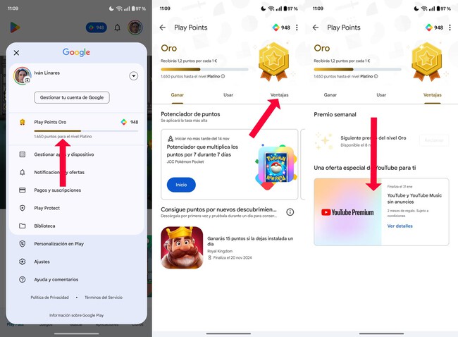 Google te regala meses de YouTube Premium con los puntos de Google Play ...